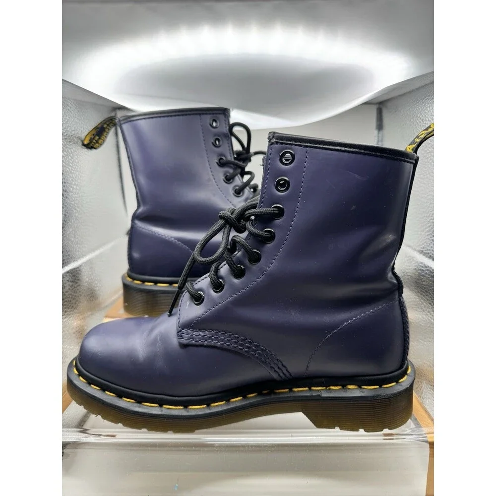 Doc Martens AirWair Navy Blue Lace-Up Ankle Boots Round Toe size 5 ladies
